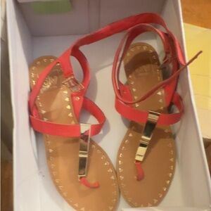DV by Dolce Vita Red Sandals with Ankle Straps